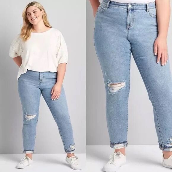 LANE BRYANT Flex Magic Waistband Mid-Rise Boyfriend Signature Fit Jeans Q526 - Picture 1 of 8